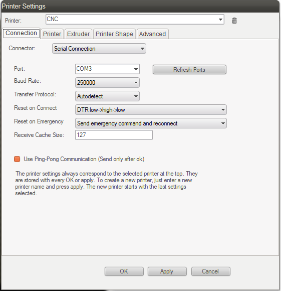 Repetier Host Software Configuration