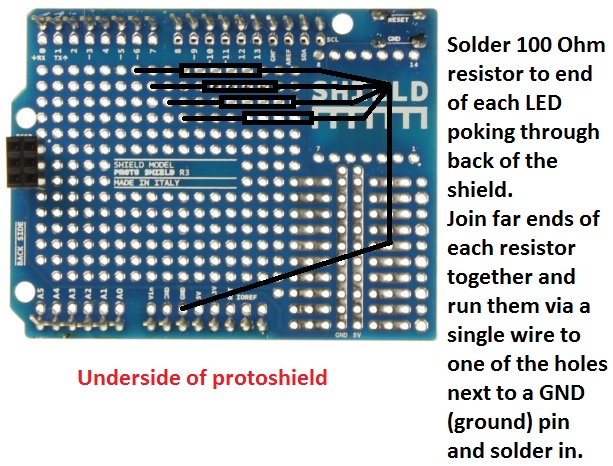 Resistors for the LEDs