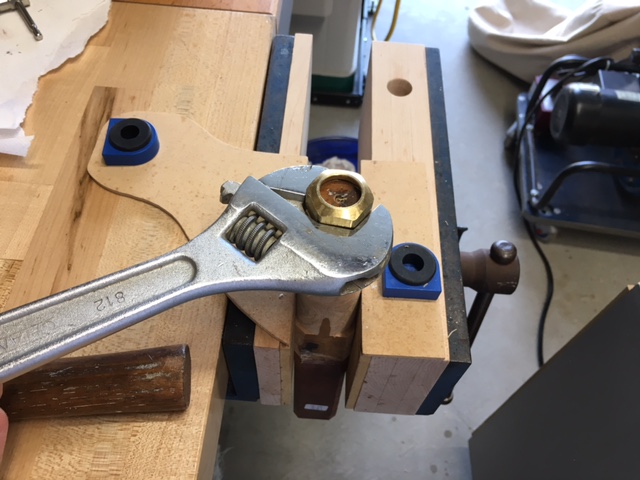 Measuring the Compression Nut Diameter and Depth and Marking on the Spindle, Turning for the Nut to Be Threaded On.