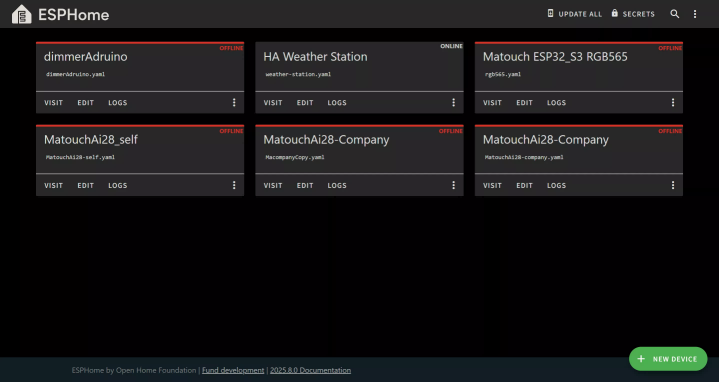 Creat a New MaTouch 7'' Device in ESPHome