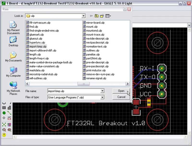 Run Import_bmp.ulp in EAGLE PCB Layout Editor