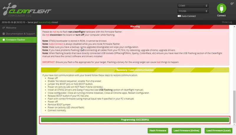 Cleanfight - Flashing Latest Cleanflight