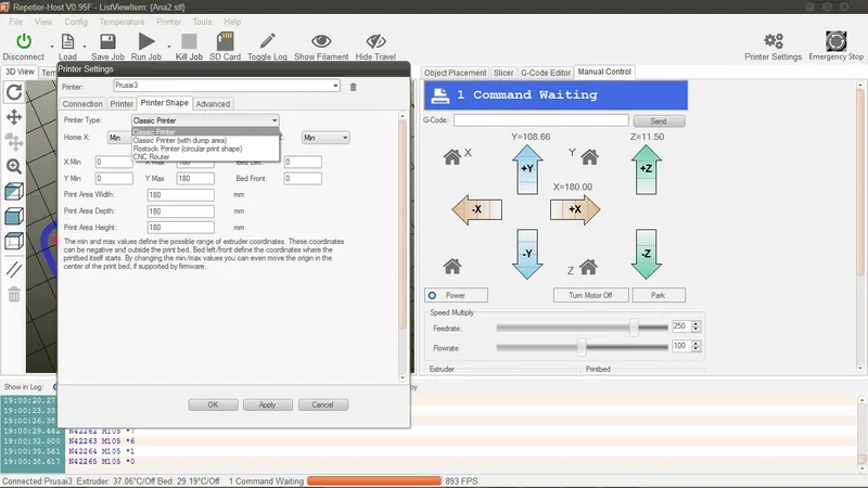 Repetier Host Software Configuration