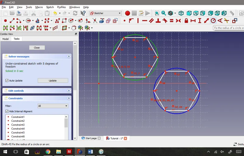 Adding the Third Constraint - Setting the Hexagon Diameter