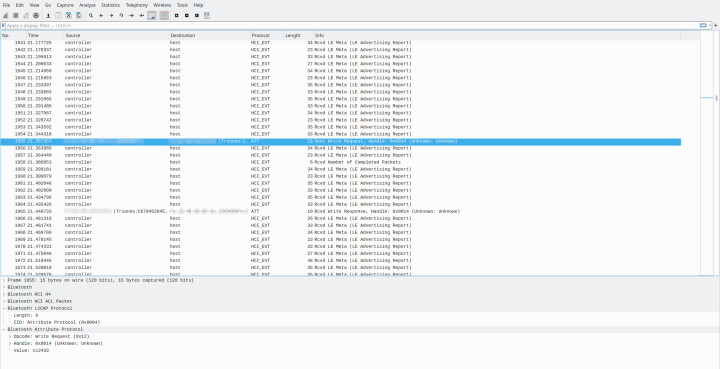 Copying Bluetooth packet files and analyzing them in WireShark
