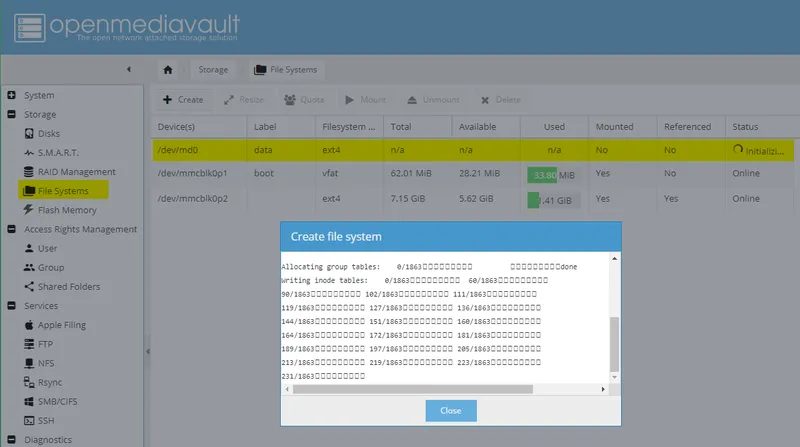 Configuring OMV: Storage