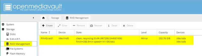 Configuring OMV: Storage