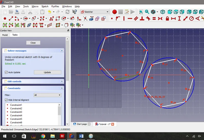 Adding in Our Constraints - 1st Horizontal Constraints.