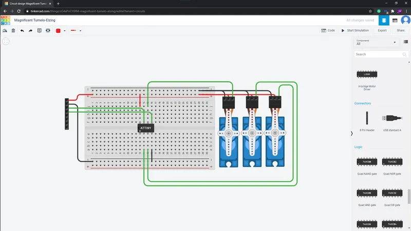 Adding Components and Wiring in Tinkercad