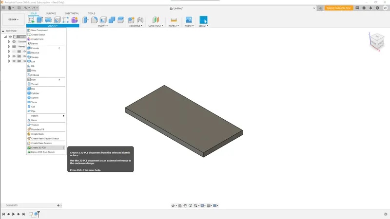 Extrude and Add a PCB