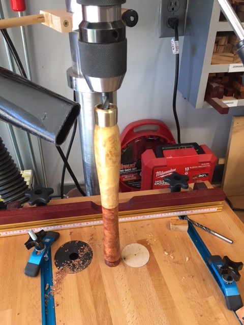 Drilling for the SS Bar in the Spindle, Cutting, Sanding and Finishing the Spindle End