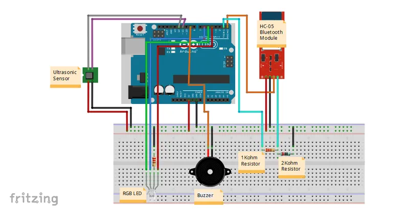 Breadboard View and Circuit Diagram