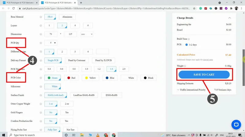 Uploading the Gerber File and Set the Parameters