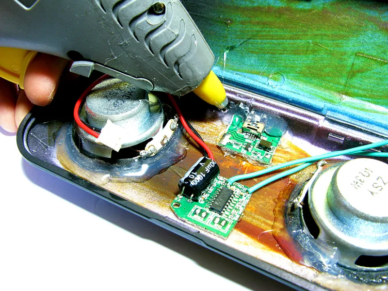 Hot Gluing the Speakers & Components