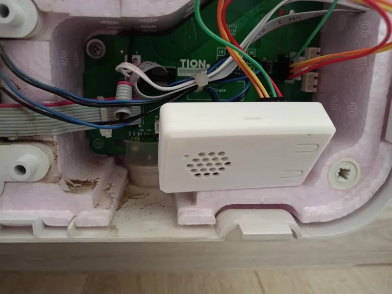 NodeMCU in the 3D-printed case connected to the UART pins